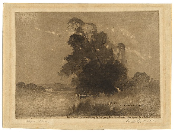 Artist: b'Hilder, J.J.' | Title: b'Dora Creek' | Date: 1918 | Technique: b'spirit-aquatint and drypoint, printed in brown ink, from one plate' | Copyright: b'Courtesy of the National Library of Australia' Artist: b'Hilder, J.J.' | Title: b'Dora Creek' | Date: 1918 | Technique: b'spirit-aquatint and drypoint, printed in brown ink, from one plate' | Copyright: b'Courtesy of the National Library of Australia'