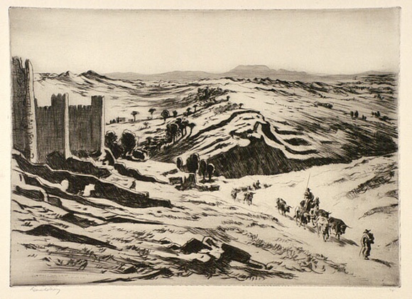 Artist: b'LINDSAY, Lionel' | Title: b'Outside the walls, Avila' | Date: 1926 | Technique: b'drypoint, printed in brown ink with plate-tone, from one plate' | Copyright: b'Courtesy of the National Library of Australia' Artist: b'LINDSAY, Lionel' | Title: b'Outside the walls, Avila' | Date: 1926 | Technique: b'drypoint, printed in brown ink with plate-tone, from one plate' | Copyright: b'Courtesy of the National Library of Australia'