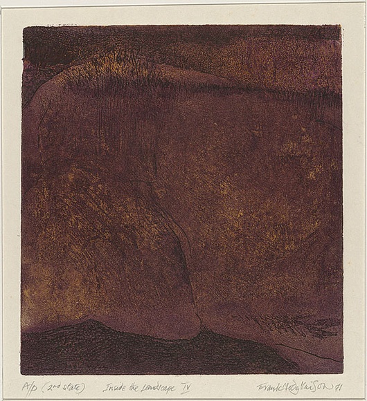 Artist: b'Hodgkinson, Frank.' | Title: b'Inside the landscape IV' | Date: 1971 | Technique: b'hard ground etching and deep etching, printed by the oil viscosity method, from one plate' Artist: b'Hodgkinson, Frank.' | Title: b'Inside the landscape IV' | Date: 1971 | Technique: b'hard ground etching and deep etching, printed by the oil viscosity method, from one plate'