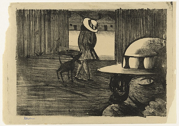 Artist: b'Blackman, Charles.' | Title: b'Schoolgirls with a dog.' | Date: (1953) | Technique: b'lithograph, printed in black ink, from one zinc plate' Artist: b'Blackman, Charles.' | Title: b'Schoolgirls with a dog.' | Date: (1953) | Technique: b'lithograph, printed in black ink, from one zinc plate'