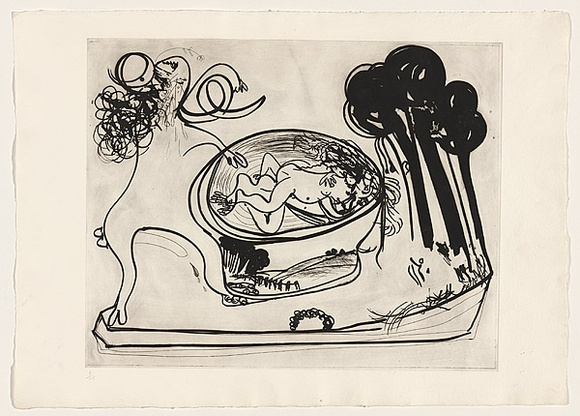 Artist: b'BOYD, Arthur' | Title: b'Potter with beast and trees.' | Date: 1960-70 | Technique: b'etching and aquatint, printed in black ink, from one plate' | Copyright: b'This work appears on screen courtesy of Bundanon Trust' Artist: b'BOYD, Arthur' | Title: b'Potter with beast and trees.' | Date: 1960-70 | Technique: b'etching and aquatint, printed in black ink, from one plate' | Copyright: b'This work appears on screen courtesy of Bundanon Trust'