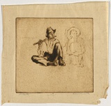Artist: van RAALTE, Henri | Title: An idyll (study) | Date: c.1920 | Technique: drypoint, printed in brown ink with plate-tone, from one plate