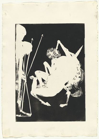 Artist: b'BOYD, Arthur' | Title: b'The Unicorn before the Emperor.' | Date: 1973-74 | Technique: b'aquatint, printed in black ink, from one plate' | Copyright: b'Reproduced with permission of Bundanon Trust' Artist: b'BOYD, Arthur' | Title: b'The Unicorn before the Emperor.' | Date: 1973-74 | Technique: b'aquatint, printed in black ink, from one plate' | Copyright: b'Reproduced with permission of Bundanon Trust'