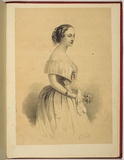 Artist: Thomas, Edmund. | Title: not titled [portrait of Miss Catherine Hayes]. | Date: 1857 | Technique: lithograph, printed in colour, from two stones (black ink with buff tint)