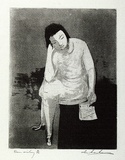 Artist: Armstrong, Ian. | Title: Woman writing. | Date: c.1960 | Technique: etching and aquatint, printed in black ink, from one plate