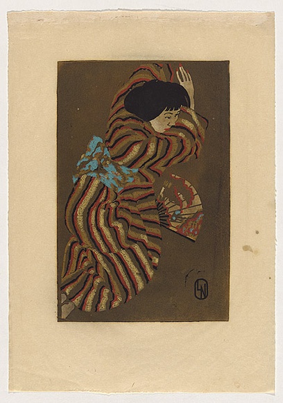 Artist: b'Nimmo, Lorna.' | Title: b'Kimono' | Date: 1940 | Technique: b'linocut, printed in colour (seven), from five blocks,' Artist: b'Nimmo, Lorna.' | Title: b'Kimono' | Date: 1940 | Technique: b'linocut, printed in colour (seven), from five blocks,'