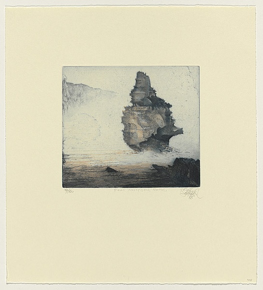 Title: b'Rock, Port Campbell Coast, Victoria' | Date: 1989 | Technique: b'etching, printed in blue and orange ink, from one plate' Title: b'Rock, Port Campbell Coast, Victoria' | Date: 1989 | Technique: b'etching, printed in blue and orange ink, from one plate'