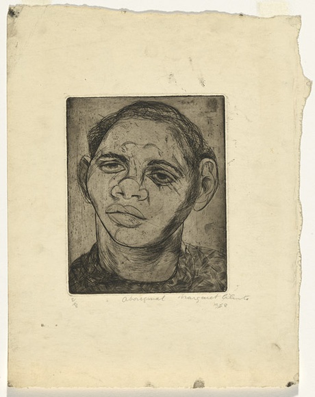 Artist: b'Cilento, Margaret.' | Title: b'Aboriginal.' | Date: 1948 | Technique: b'engraving in hard ground printed with plate-tone' Artist: b'Cilento, Margaret.' | Title: b'Aboriginal.' | Date: 1948 | Technique: b'engraving in hard ground printed with plate-tone'