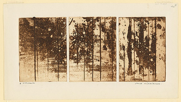 Artist: b'WILLIAMS, Fred' | Title: b'Landscape triptych. Number 2' | Date: 1962 | Technique: b'aquatint, open biting, engraving, drypoint' | Copyright: b'\xc2\xa9 Fred Williams Estate' Artist: b'WILLIAMS, Fred' | Title: b'Landscape triptych. Number 2' | Date: 1962 | Technique: b'aquatint, open biting, engraving, drypoint' | Copyright: b'\xc2\xa9 Fred Williams Estate'