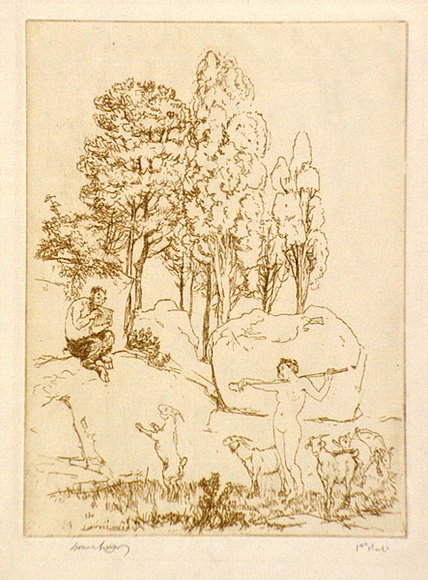 Artist: b'LINDSAY, Lionel' | Title: b'Evensong' | Date: 1917 | Technique: b'etching and drypoint, printed in black ink, from one plate' | Copyright: b'Courtesy of the National Library of Australia'