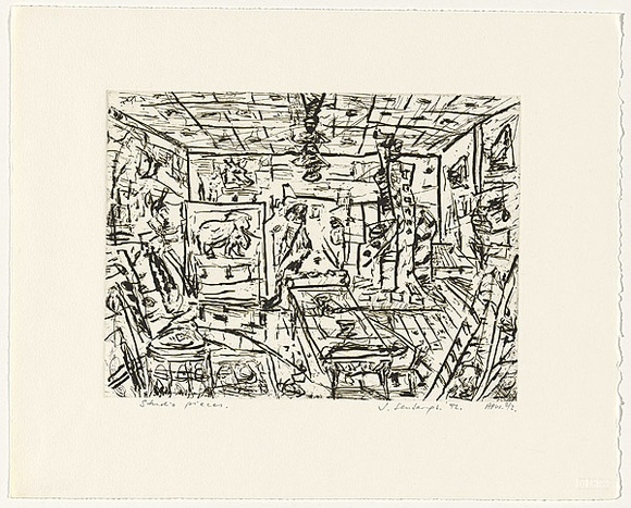 Artist: b'Senbergs, Jan.' | Title: b'Studio pieces' | Date: 1992 | Technique: b'etching, printed in black, from one plate' | Copyright: b'\xc2\xa9 Jan Senbergs' Artist: b'Senbergs, Jan.' | Title: b'Studio pieces' | Date: 1992 | Technique: b'etching, printed in black, from one plate' | Copyright: b'\xc2\xa9 Jan Senbergs'