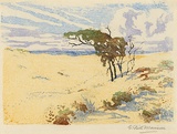 Artist: Morison, George Pitt. | Title: Solitude | Date: c.1925 | Technique: woodcut, printed in colour in the Japanese manner, from multiple blocks