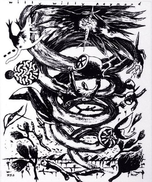 Artist: b'WORSTEAD, Paul' | Title: b'Willy Willy Raymond' | Date: 1991 | Technique: b'screenprint, printed in black ink, from one stencil' Artist: b'WORSTEAD, Paul' | Title: b'Willy Willy Raymond' | Date: 1991 | Technique: b'screenprint, printed in black ink, from one stencil'