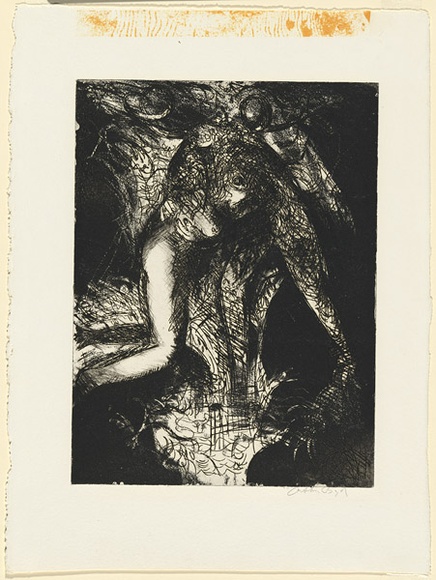 Artist: b'BOYD, Arthur' | Title: b'Kneeling nude with beast I.' | Date: (1962-63) | Technique: b'etching and aquatint, printed in black ink, from one plate' | Copyright: b'Reproduced with permission of Bundanon Trust' Artist: b'BOYD, Arthur' | Title: b'Kneeling nude with beast I.' | Date: (1962-63) | Technique: b'etching and aquatint, printed in black ink, from one plate' | Copyright: b'Reproduced with permission of Bundanon Trust'