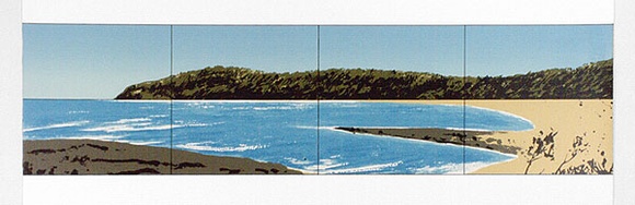 Artist: b'Rose, David.' | Title: b'Bateau Bay panorama' | Date: 1974 | Technique: b'screenprint, printed in colour, from multiple stencils' Artist: b'Rose, David.' | Title: b'Bateau Bay panorama' | Date: 1974 | Technique: b'screenprint, printed in colour, from multiple stencils'
