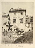 Artist: LINDSAY, Lionel | Title: El potro, Cordova | Date: 1942 | Technique: etching, printed in warm black ink with plate-tone, from one plate | Copyright: Courtesy of the National Library of Australia