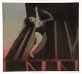 Artist: BALDESSIN, George | Title: The dance. | Date: 1973 | Technique: etching and aquatint, printed in brown ink, from one shaped plate over gradated colour roll.