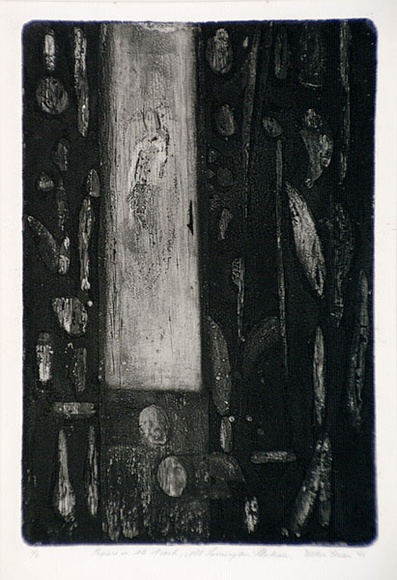 Artist: b'Gleeson, William.' | Title: b'Figure on the track, Mt. Lamington Plateau' | Date: 1966 | Technique: b'etching, printed in black ink, from one plate' | Copyright: b'This work appears on screen courtesy of the artist' Artist: b'Gleeson, William.' | Title: b'Figure on the track, Mt. Lamington Plateau' | Date: 1966 | Technique: b'etching, printed in black ink, from one plate' | Copyright: b'This work appears on screen courtesy of the artist'