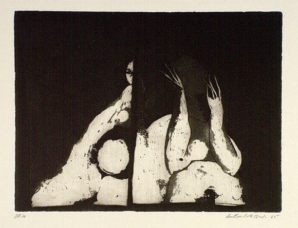 Artist: b'BALDESSIN, George' | Title: b'not titled.' | Date: 1965 | Technique: b'etching and aquatint, printed in black ink, from one plate' Artist: b'BALDESSIN, George' | Title: b'not titled.' | Date: 1965 | Technique: b'etching and aquatint, printed in black ink, from one plate'