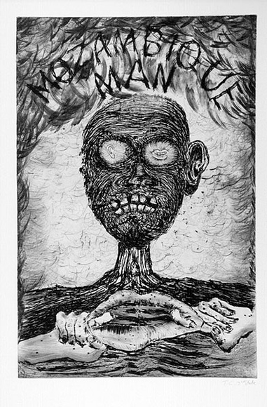 Artist: b'COLEING, Tony' | Title: b'Mozambique man.' | Date: 1988-1989 | Technique: b'etching, printed in black ink, from one plate' Artist: b'COLEING, Tony' | Title: b'Mozambique man.' | Date: 1988-1989 | Technique: b'etching, printed in black ink, from one plate'