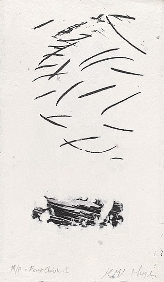 Artist: b'MEYER, Bill' | Title: b'Forest chelik 1' | Date: 1986 | Technique: b'etching, printed in black ink, from one plate; screenprint, printed in black ink, from one stencil' | Copyright: b'\xc2\xa9 Bill Meyer' Artist: b'MEYER, Bill' | Title: b'Forest chelik 1' | Date: 1986 | Technique: b'etching, printed in black ink, from one plate; screenprint, printed in black ink, from one stencil' | Copyright: b'\xc2\xa9 Bill Meyer'