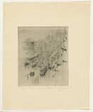 Artist: Barker, David. | Title: William Street. | Date: (1930) | Technique: drypoint, printed in black ink with plate-tone, from one plate