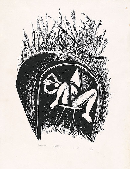Artist: b'Lamang, Kambau Namaleu.' | Title: b'Kumurere' | Date: 1973, 2 April | Technique: b'screenprint, printed in black ink, from one stencil' Artist: b'Lamang, Kambau Namaleu.' | Title: b'Kumurere' | Date: 1973, 2 April | Technique: b'screenprint, printed in black ink, from one stencil'