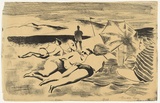 Artist: WALL, Edith | Title: Sunbathers | Date: 1953 | Technique: lithograph, printed in black ink, from one stone | Copyright: Courtesy of the artist