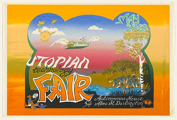 Artist: b'Arbuz, Mark.' | Title: b'Utopian technology fair.' | Date: 1978 | Technique: b'screenprint, printed in colour, from multiple stencils' Artist: b'Arbuz, Mark.' | Title: b'Utopian technology fair.' | Date: 1978 | Technique: b'screenprint, printed in colour, from multiple stencils'