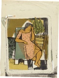 Artist: Brash, Barbara. | Title: Seated woman. | Date: c.1955 | Technique: lithograph, printed in colour, from four plates