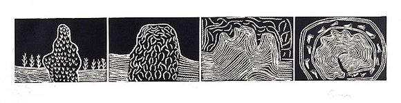 Artist: b'Ngarraija, Tommy May.' | Title: b'Bummar (Rocks)' | Date: 1995, August | Technique: b'linocut, printed in black ink, from four blocks'