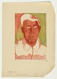 Artist: Groblicka, Lidia. | Title: Model [portrait of a man]. | Date: 1954-55 | Technique: woodcut, printed in colour, from multiple blocks