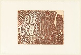 Artist: NAMPITJIN, Eubena | Title: Heavily textured vertical lines and dot motif | Date: 2000, 3 April | Technique: etching, printed in reddish brown ink, from one zinc plate