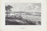 Title: Hobart-town. Vue du Cote des Casernes. Ile Van-Diemen. [Hobart Town. View towards the barracks. Van Diemen's Island] | Date: c.1833 | Technique: lithograph, printed in black ink, from one stone