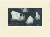 Artist: SCHMEISSER, Jorg | Title: Bergs passing | Date: 2002 | Technique: etching, printed in blue/black ink, from one plate | Copyright: © Jörg Schmeisser