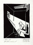 Artist: Haefliger, Paul. | Title: Illustration for Oscar Wilde, Ballad of Reading Goal | Date: 1931-32 | Technique: linocut, printed in black ink, from one block