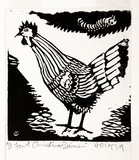 Artist: OGILVIE, Helen | Title: Greeting card: A fowl Christmas dinner | Date: 1979 | Technique: linocut, printed in black ink, from one block