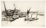 Artist: b'Long, Sydney.' | Title: b'The river from Blackfriars Bridge' | Date: 1925 | Technique: b'line-etching and drypoint, printed in black ink with plate-tone, from one copper plate' | Copyright: b'Reproduced with the kind permission of the Ophthalmic Research Institute of Australia'