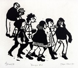 Artist: Allen, Joyce. | Title: Young and old. | Date: 1990 | Technique: linocut, printed in black ink, from one block