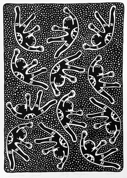 Artist: b'Morgan, Sally.' | Title: b'Corroboree spirit' | Date: 1988 | Technique: b'screenprint, printed in black ink, from one stencil'
