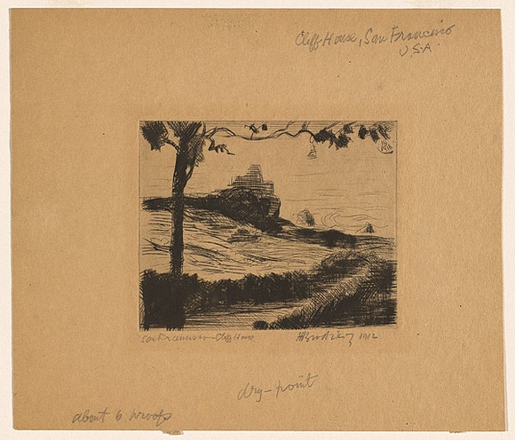 Artist: b'Brodzky, Horace.' | Title: b'Cliff house, San Francisco.' | Date: 1912 | Technique: b'drypoint, printed in black ink, from one plate' Artist: b'Brodzky, Horace.' | Title: b'Cliff house, San Francisco.' | Date: 1912 | Technique: b'drypoint, printed in black ink, from one plate'