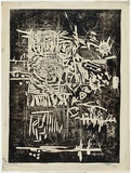 Artist: GLEGHORN, Tom. | Title: One way song | Date: 1961 | Technique: woodcut, printed in black ink, from one masonite block | Copyright: © Thomas Gleghorn
