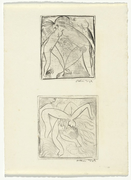 Artist: b'BOYD, Arthur' | Title: b'Nudes with joined feet.' | Date: (1962-63) | Technique: b'drypoint, printed in black ink, from one plate' Artist: b'BOYD, Arthur' | Title: b'Nudes with joined feet.' | Date: (1962-63) | Technique: b'drypoint, printed in black ink, from one plate'