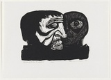 Artist: Counihan, Noel. | Title: Old man of the Rue St Antoine. | Date: 1978, August | Technique: linocut, printed in black ink, from one block