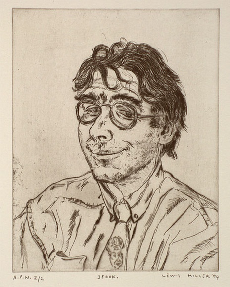 Artist: b'Miller, Lewis.' | Title: b'Spook' | Date: 1994 | Technique: b'etching, drypoint and roulette, printed in black ink, from one plate' | Copyright: b'\xc2\xa9 Lewis Miller. Licensed by VISCOPY, Australia'