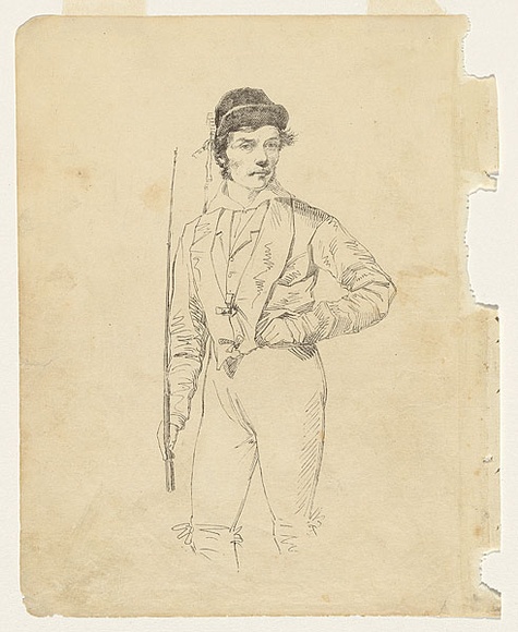 Artist: b'Nicholas, William.' | Title: b'The flying pieman (William Francis King).' | Date: 1847 | Technique: b'pen-lithograph, printed in black ink, from one zinc plate' Artist: b'Nicholas, William.' | Title: b'The flying pieman (William Francis King).' | Date: 1847 | Technique: b'pen-lithograph, printed in black ink, from one zinc plate'