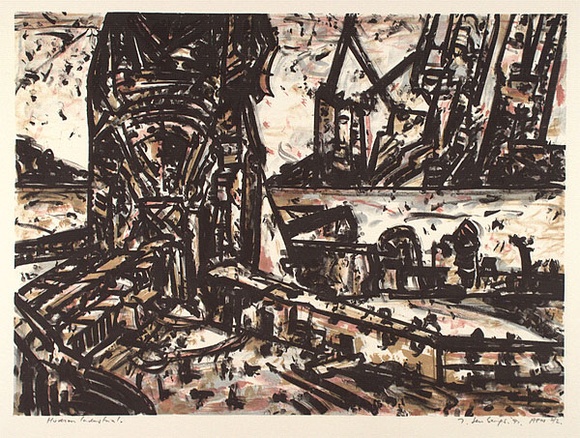 Artist: b'Senbergs, Jan.' | Title: b'Hudson industrial' | Date: 1990-1991 | Technique: b'lithograph, printed in colour, from four stones' | Copyright: b'\xc2\xa9 Jan Senbergs' Artist: b'Senbergs, Jan.' | Title: b'Hudson industrial' | Date: 1990-1991 | Technique: b'lithograph, printed in colour, from four stones' | Copyright: b'\xc2\xa9 Jan Senbergs'