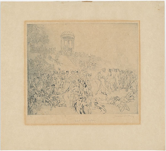Artist: b'Lindsay, Norman.' | Title: b'Land of the Sylphs' | Date: 1926 | Technique: b'drypoint, printed in blue ink, from one plate'