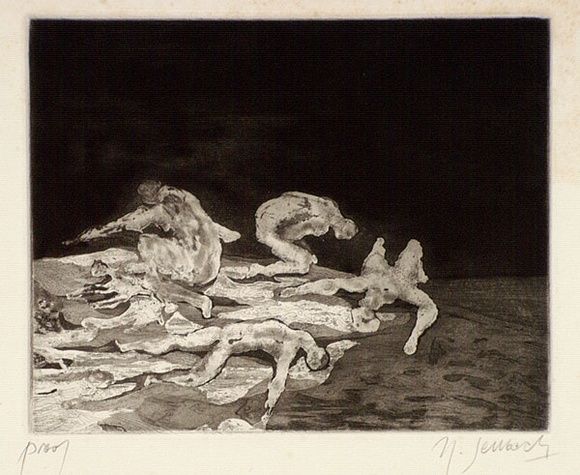 Artist: b'SELLBACH, Udo' | Title: b'(Figures)' | Date: 1965 | Technique: b'etching and aquatint printed in black ink, from one plate' Artist: b'SELLBACH, Udo' | Title: b'(Figures)' | Date: 1965 | Technique: b'etching and aquatint printed in black ink, from one plate'