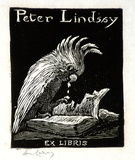 Artist: LINDSAY, Lionel | Title: Book plate: Peter Lindsay | Date: 1923 | Technique: wood-engraving, printed in black ink, from one block | Copyright: Courtesy of the National Library of Australia